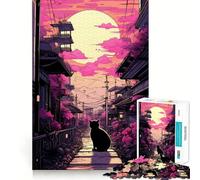 Rompecabezas de Gato Negro al Atardecer para Adolescentes, 1000 Piezas, Juguete para ejercitar la Mente, Actividad para el hogar, decoración de Pared con Corte de precisión 38x26cm