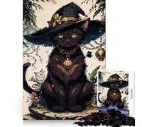 Rompecabezas de Gato Negro Brujo con Ojos Verdes para Adolescentes, 1000 Piezas, Desarrollo Intelectual, Habilidad, recreación pacífica, Juego Limpio, Regalo de Invierno (50x75cm)