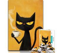 Rompecabezas de Gato Negro con Arte Abstracto para Adultos y Adolescentes, Juguetes educativos, decoración de Pared antiestrés (38x26cm)