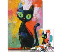Rompecabezas de Gato Negro de 1000 Piezas para Adolescentes Diversión Familiar Ideal para Regalar a Toda la Familia (50x75cm)