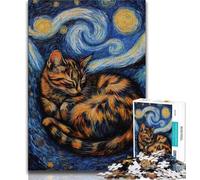 Rompecabezas de Gato Negro del Cielo Nocturno de Night Sky para Adultos, Ayuda a ejercitar el Cerebro, Juguetes adictivos para Cultivar la Paciencia, interacción Entre Padres e Hijos, 38x26cm