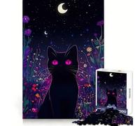 Rompecabezas de Gato Negro en un Campo de Flores, 1000 Piezas para Adultos Fomenta la concentración, la Capacidad de concentración y la evasión Un Regalo significativo (38x52cm)