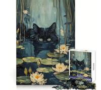 Rompecabezas de Gato Negro Escondido en el río para Adultos, 1000 Piezas, estimulación Cerebral, relajación Mental, Corte Premium, Bonito Regalo (50x75cm)