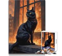 Rompecabezas de Gato Negro Maldito 1000 Piezas para Adolescentes, Juego de Aprendizaje de Pensamiento estratégico, Regalo Ideal para Cualquier Evento, tamaño 38x26cm