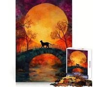 Rompecabezas de Gato Negro para Adolescentes con temática de brujería, 1000 Piezas, con Poder de Memoria, pasatiempo Relajante, Ajuste, Acogedor, (38x52cm)