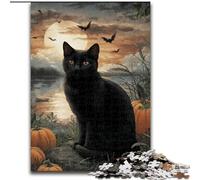 Rompecabezas de Gato Negro para Adultos y Adolescentes, 1000 Piezas, un Juego desafiante y Familiar para Padres e Hijos (50x75cm)
