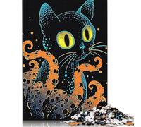 Rompecabezas de Gato Negro y Pulpo, desafío difícil, 100% cartón Reciclado, para Adultos a Partir de 12 años, 1000 Piezas (75 x 50 cm)