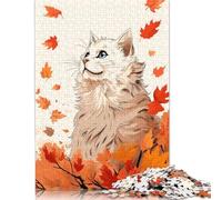 Rompecabezas de Gato otoñal, 1000 Piezas (75 x 50 cm), cartón 100% Reciclado, Ideal para el Día del Padre.