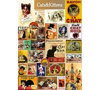 Rompecabezas de gato para adultos de 1000 piezas en adelante, rompecabezas vintage de gatito, rompecabezas de collage retro de gatitos animales