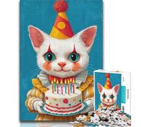 Rompecabezas de Gato Payaso de 1000 Piezas para Adolescentes Un Juego desafiante y Familiar con Piezas aleatorias Que encajan Perfectamente (38x26cm)
