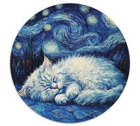 Rompecabezas de Gato Persa con Cielo Nocturno para Adultos, 1000 Piezas de cartón, Ideal para Decorar el hogar o la Oficina, (67,5x67,5cm)