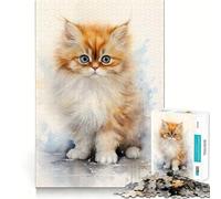 Rompecabezas de Gato Persa en Acuarela de 1000 Piezas Juego de Habilidad Mental Ajuste Estable Sin Piezas Que se muevan Un pasatiempo Agradable para Fines de Semana Largos (38x52cm)