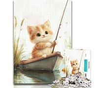 Rompecabezas de Gato Pescador de 1000 Piezas para Adolescentes, Juguete Educativo Intelectual descompresor, Regalo de Amigo Secreto, 75x50cm