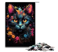 Rompecabezas de Gato psicodélico Colorido para Adultos 1000 Piezas Rompecabezas de Madera para niños Mayores de 12 años Juego desafiante 1000 Piezas (75 x 50 cm)