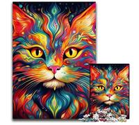 Rompecabezas de Gato psicodélico de 1000 Piezas para Adultos, de cartón, decoración del hogar y para Las Vacaciones, 26x38cm/10,23x14,96 Pulgadas.