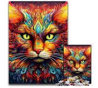Rompecabezas de Gato psicodélico de 1000 Piezas para Adultos, Rompecabezas de Madera, Ideal para Adolescentes y coleccionistas, Regalo de Viaje, Actividad Familiar, 50x75cm/19,68x29,52 Pulgadas