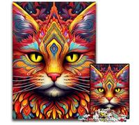 Rompecabezas de Gato psicodélico de 1000 Piezas para Adultos. Rompecabezas difícil para Adultos navideño y decoración del hogar. 50x75cm/19,68x29,52 Pulgadas.