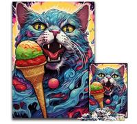 Rompecabezas de Gato psicodélico de 1000 Piezas. Rompecabezas Imposible para Adultos. Ideal para Adolescentes y coleccionistas. Regalo de Viaje. Actividad Familiar. 26x38cm/10,23x14,96 Pulgadas.
