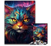 Rompecabezas de Gato psicodélico de Arte Colorido de 1000 Piezas para Adultos, Ideal para el Cerebro, Adolescentes y decoración del hogar, 50x75cm/19,68x29,52 Pulgadas.