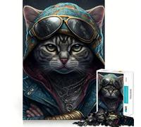 Rompecabezas de Gato Rapero para Adolescentes, 1000 Piezas, colección de Arte Recall Upgrade Calm Relax Clear Cut (38x26cm)