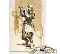 Rompecabezas de Gato Shaolin, 100% cartón Reciclado, Ideal para Mujeres y Hombres, 1000 Piezas (75 x 50 cm)
