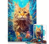 Rompecabezas de Gato Submarino con 1000 Piezas,Divertido y con tecnología Avanzada de Corte láser,Ideal para el Entretenimiento en Interiores Durante Las Vacaciones (38x52cm)