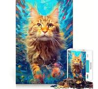 Rompecabezas de Gato Submarino de 1000 Piezas para Adolescentes Entrenamiento de Memoria Diversión,conexión Limpia y sin interrupciones Actividad Relajante para Grupos en Interiores (50x75cm)