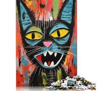 Rompecabezas de Gato Surrealista Moderno con imágenes Personalizables. 100% cartón Reciclado. Ideal para niños y Adultos a Partir de 12 años 1000 Piezas (26 x 38 cm).