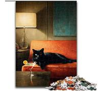 Rompecabezas de Gato Tumbado en el sofá para Adolescentes, 1000 Piezas, un desafío difícil y antiestrés para la decoración del hogar para Mayores de 14 años (50x75cm)