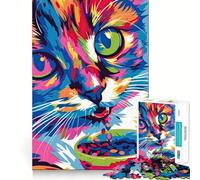 Rompecabezas de Gato Vibrante con 1000 Piezas,Divertido y con tecnología Avanzada de Corte láser,Ideal para el Entretenimiento en Interiores Durante Las Vacaciones (38x52cm)