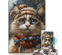 Rompecabezas de Gato Vikingo para Adultos 1000 Piezas Arte de Pared Moderno decoración del hogar (50x75cm)