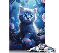 Rompecabezas de Gato y Flor para aliviar el estrés, 100% cartón Reciclado, para Adultos y niños, 1000 Piezas (75 x 50 cm)