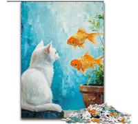 Rompecabezas de Gato y pez Dorado para Adultos, 1000 Piezas Juguete de Entretenimiento Familiar, Toda la Familia (50x75cm)