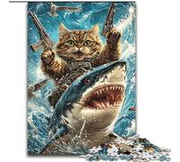 Rompecabezas de Gato y tiburón para Adultos, 1000 Piezas, un Regalo desafiante y difícil para Toda la Familia (26x38cm)