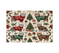 Rompecabezas de gatos americanos de pelo corto para adultos, 300 piezas, rompecabezas de acebo de árbol festivo, decoraciones de Navidad para regalo de fiesta de entretenimiento familiar