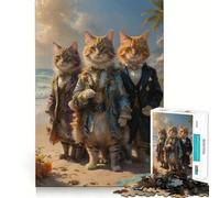 Rompecabezas de Gatos aristócratas Reales de 1000 Piezas para Adolescentes Juguete para desarrollar la lógica y la Capacidad de concentración Bordes Suaves Regalo de Primera Calidad (38x26cm)