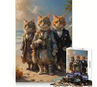 Rompecabezas de Gatos aristócratas Reales de 1000 Piezas para Adultos Fortalece la Memoria, Calma la Mente, cálida Sorpresa (38x52cm)