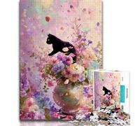 Rompecabezas de Gatos con Arte Floral para Adultos, 1000 Piezas, un Juego desafiante Ideal para Regalar a Toda la Familia (38x26cm)
