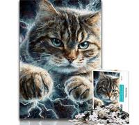 Rompecabezas de Gatos de fantasía para Adolescentes, 1000 Piezas, para aliviar el estrés y Matar el Tiempo en casa, con póster a Juego y Hoja de Trivia de 38x26cm