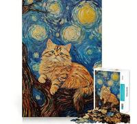 Rompecabezas de Gatos de Van Gogh,1000 Piezas,Juego de concentración Mental,diseño de Ajuste Huecos,desafío Cerebral Interactivo para el hogar (50x75cm)