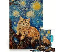 Rompecabezas de Gatos de Van Gogh para Adultos,1000 Piezas,Juego Think Boost,Estructura de Encaje precisa,fácil de Aprender,diversión para Toda la Familia (38x52cm)