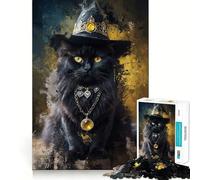 Rompecabezas de Gatos hechiceros para Adultos, 1000 Piezas, Mejora la Memoria, Divertido Montaje de imágenes, Arte Coleccionable (38x26cm)
