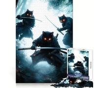 Rompecabezas de Gatos Ninja con Espadas, 1000 Piezas, para Adultos Juguete cognitivo para Fortalecer los Lazos afectivos Patrón de ensamblaje Artículo de Deseo de Papá Noel (38x26cm)