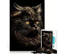 Rompecabezas de Gatos persas Negros y Dorados de 1000 Piezas para Adultos Juguete Inteligente para armar Juntos Diversión con Corte preciso Exhibición artística (38x26cm)