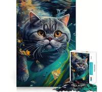 Rompecabezas de Gatos submarinos para Adultos,1000 Piezas,Juego de Memoria Cerebral,Corte Fino,Acabado Premium,Forma entretenida de Pasar el Tiempo Libre (50x75cm)