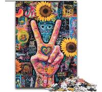 Rompecabezas de Girasol con Gesto de Hola para Adultos, Juguete Educativo Intelectual descompresor, Juego Educativo para cumpleaños y Navidad 50x75cm