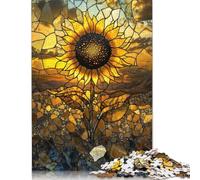 Rompecabezas de Girasol con vitrales, Divertido para Toda la Familia. 100% cartón Reciclado. Rompecabezas para niños y Adultos a Partir de 12 años 1000 Piezas (38 x 26 cm).