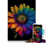 Rompecabezas de Girasol psicodélico de 1000 Piezas para Adolescentes, Juguete para ejercitar la Mente, relajación Mental, diseño, Montaje, Lista de Deseos de Papá Noel 50x75cm