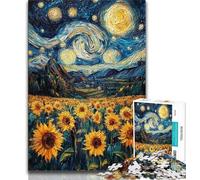 Rompecabezas de Girasoles bajo el Cielo Estrellado para Adultos y Adolescentes, Juguete Educativo Intelectual descompresor, Regalo de Amigo Secreto, 50x75cm