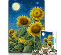 Rompecabezas de Girasoles para Adolescentes, desafiantes, Divertidos y Divertidos, con póster y Hoja de Trivia a Juego 50x75cm